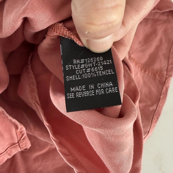 Sustainable Boxy Tencel Top S Pink Cuff Sleeve Button Back Tie Front Minimalist - Picture 8 of 12